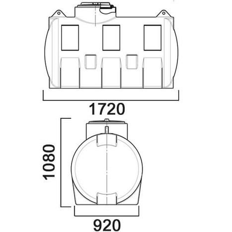Фото-28878 Емкость цилиндрическая горизонтальная 1000 литров, усиленная (плотность хранимых в-в до 1,6 г/см3)