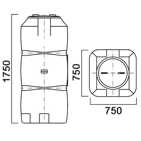 Фото-26506 Емкость прямоугольная вертикальная 800 литров с дыхательным клапаном и сливом