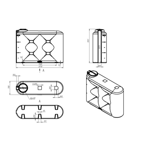Фото-26526 Емкость Экопром S 3000 литров с откидной крышкой синяя
