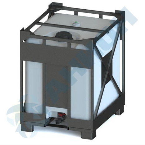 Фото-33150 Контейнер средней грузоподъемности малогабаритный VITON с предох.клап. со сливом 1 1/4 в корзине - для азотной кислоты 15% - 57%