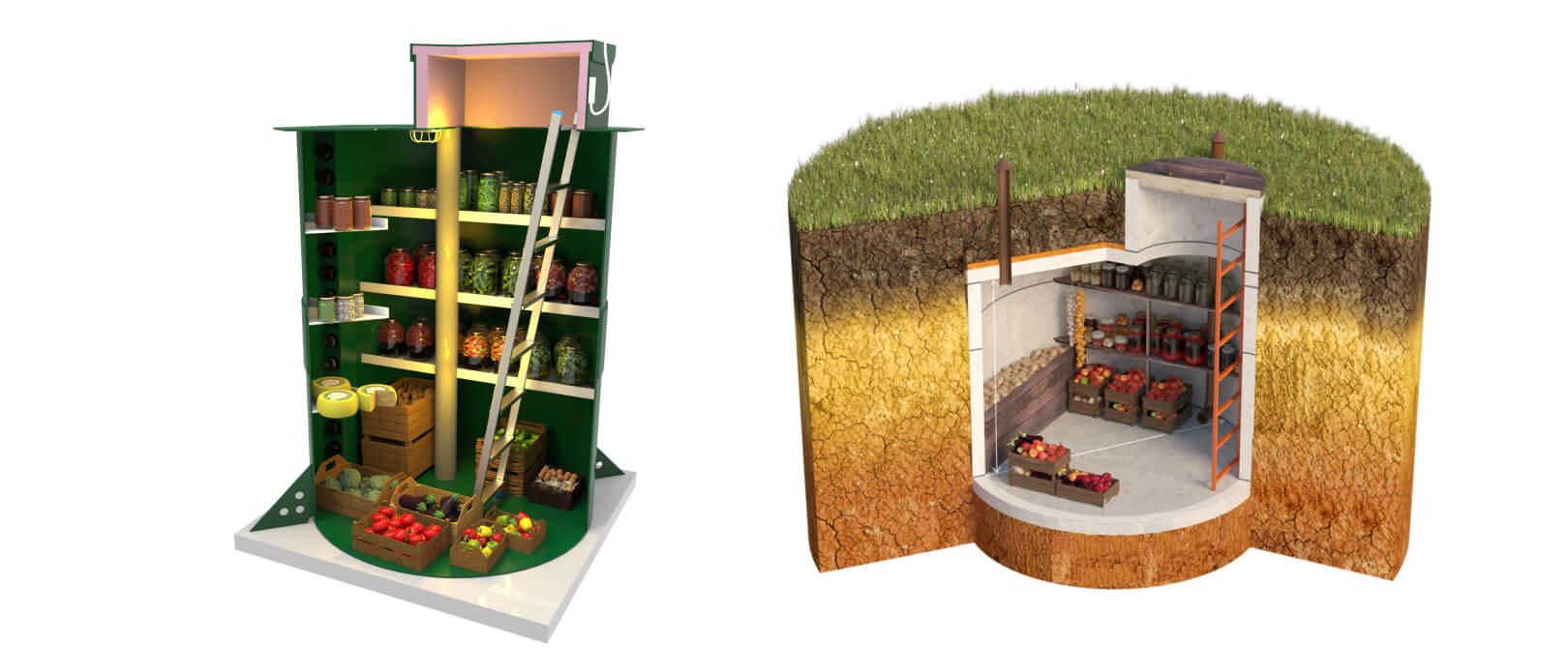 Цилиндрический пластиковый погреб